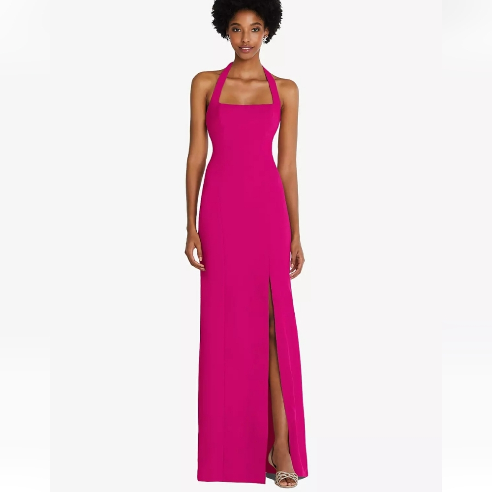 Elegant Pink Halter Maxi Dress